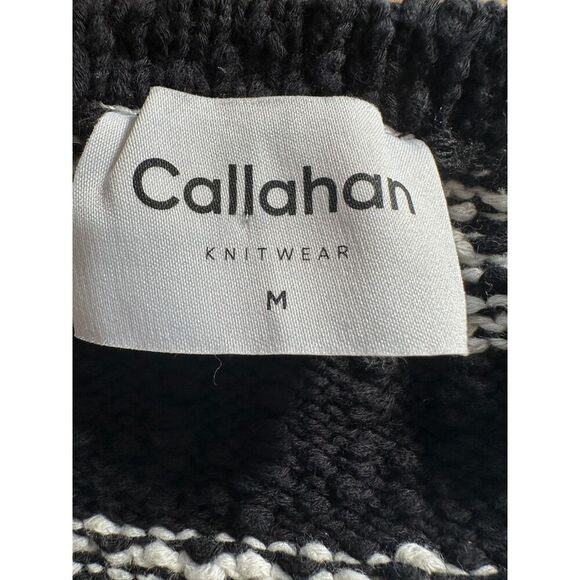 Callahan Black and White Striped Knit Top Size Medium - Picture 7 of 7